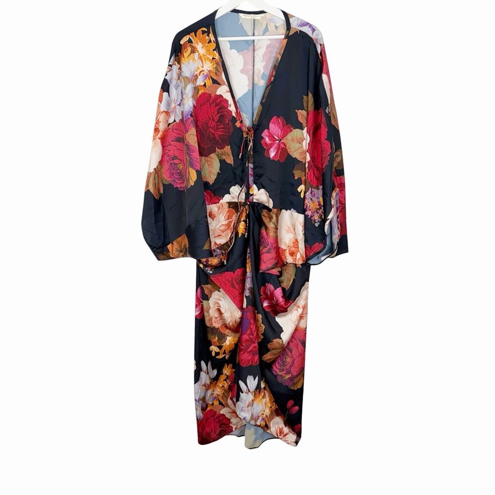 Wayward Fancies Custom Plus Size 3X-4X Floral Dress Kaftan Navy Multicolor Roses - Picture 11 of 11